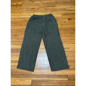 Chico's Womens Silk Linen Cropped Pants Size 1 (US 8) Green Elastic Waist Casual